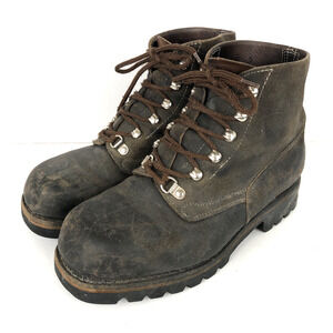 VTG AMMANN Of Switzerland Boots Sz Men's 7 Women's 9 Brown Leather Cowskin‎ Lug